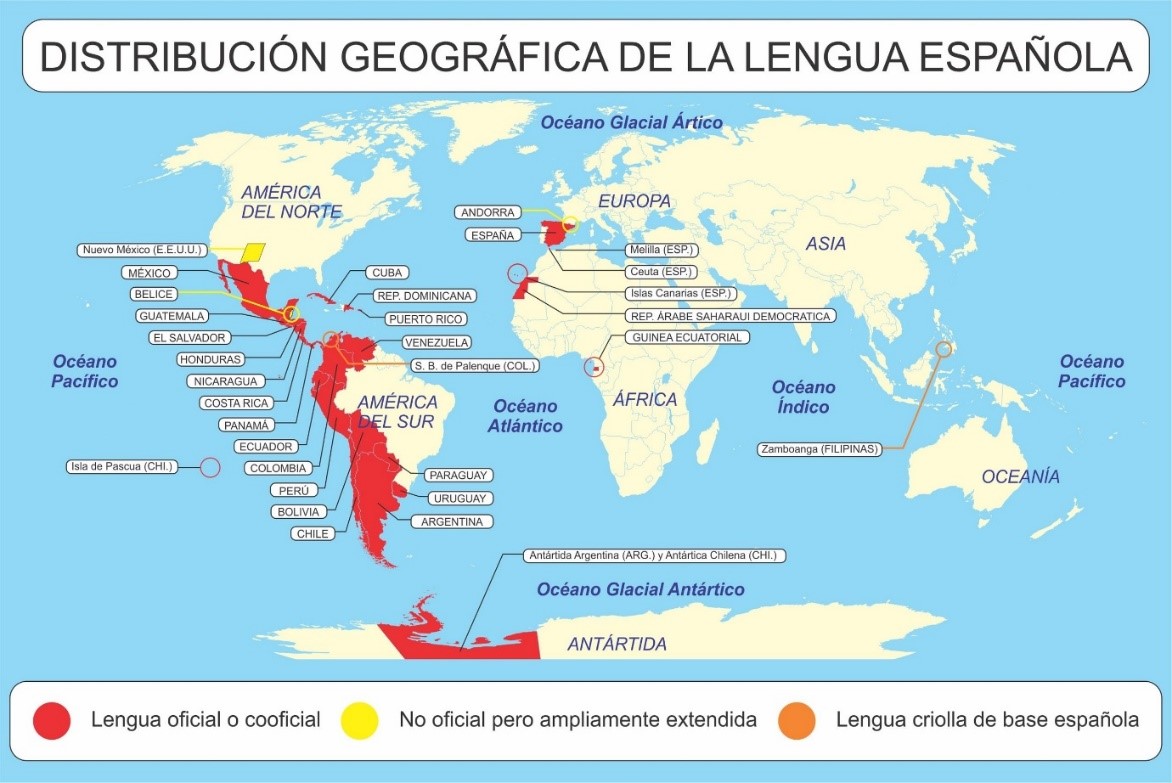 Espanjan kielen maantieteellinen levinneisyys